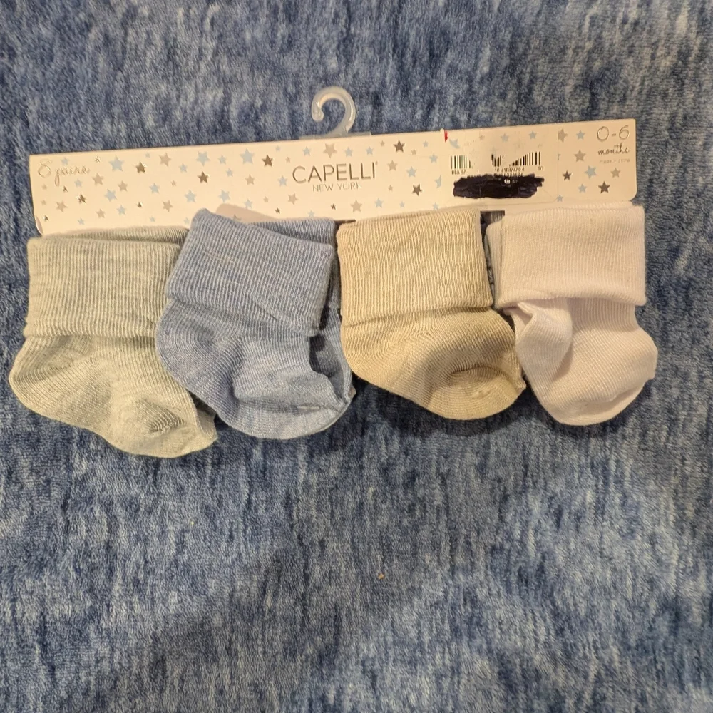 Capelli Baby Socks Set - Blue, Gray, Tan, & White